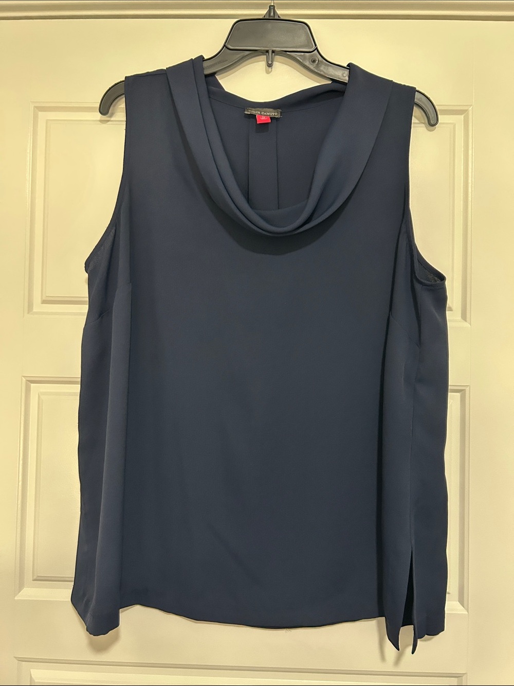 Vince Camuto Navy Cowl Neck Sleeveless Blouse